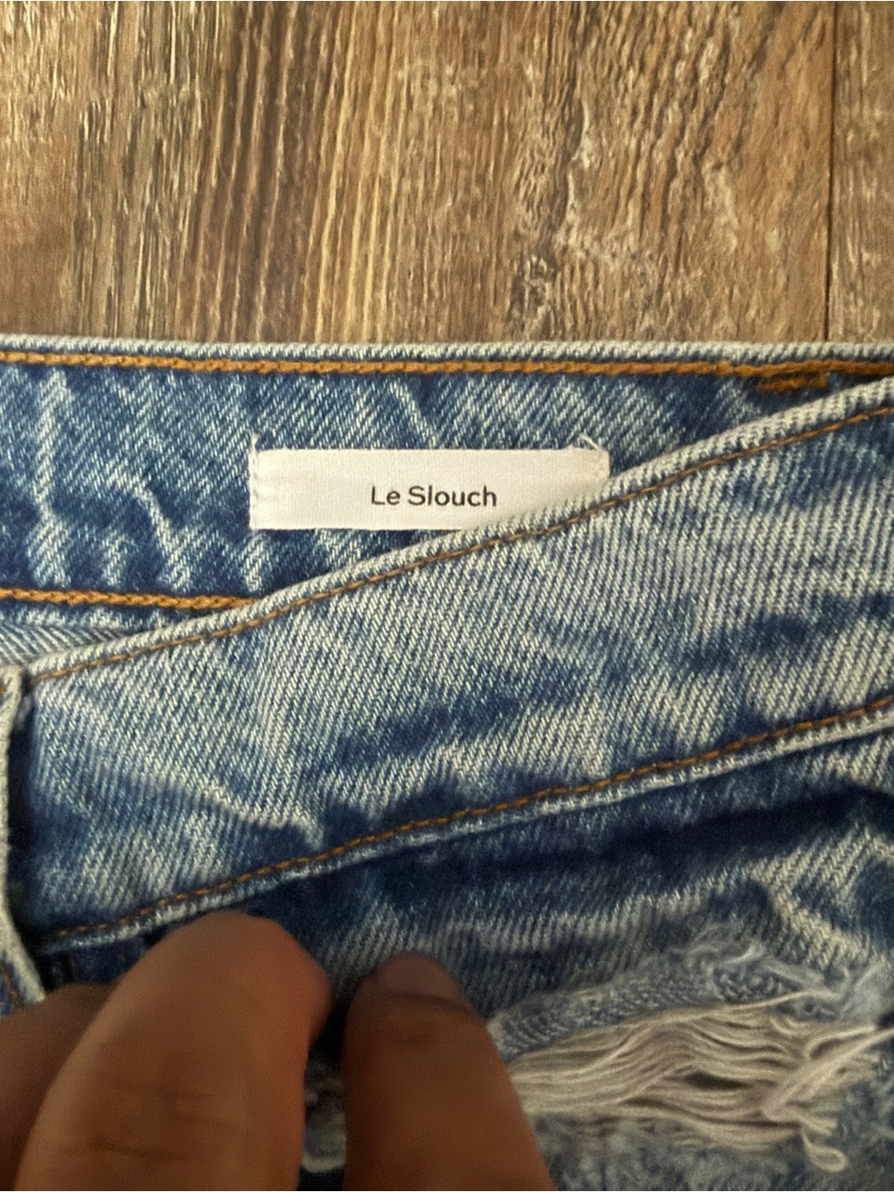 Frame Le Slouch Jeans Women's 24 Distressed Button Fly Classic in Bluejay Rips - Picture 4 of 7